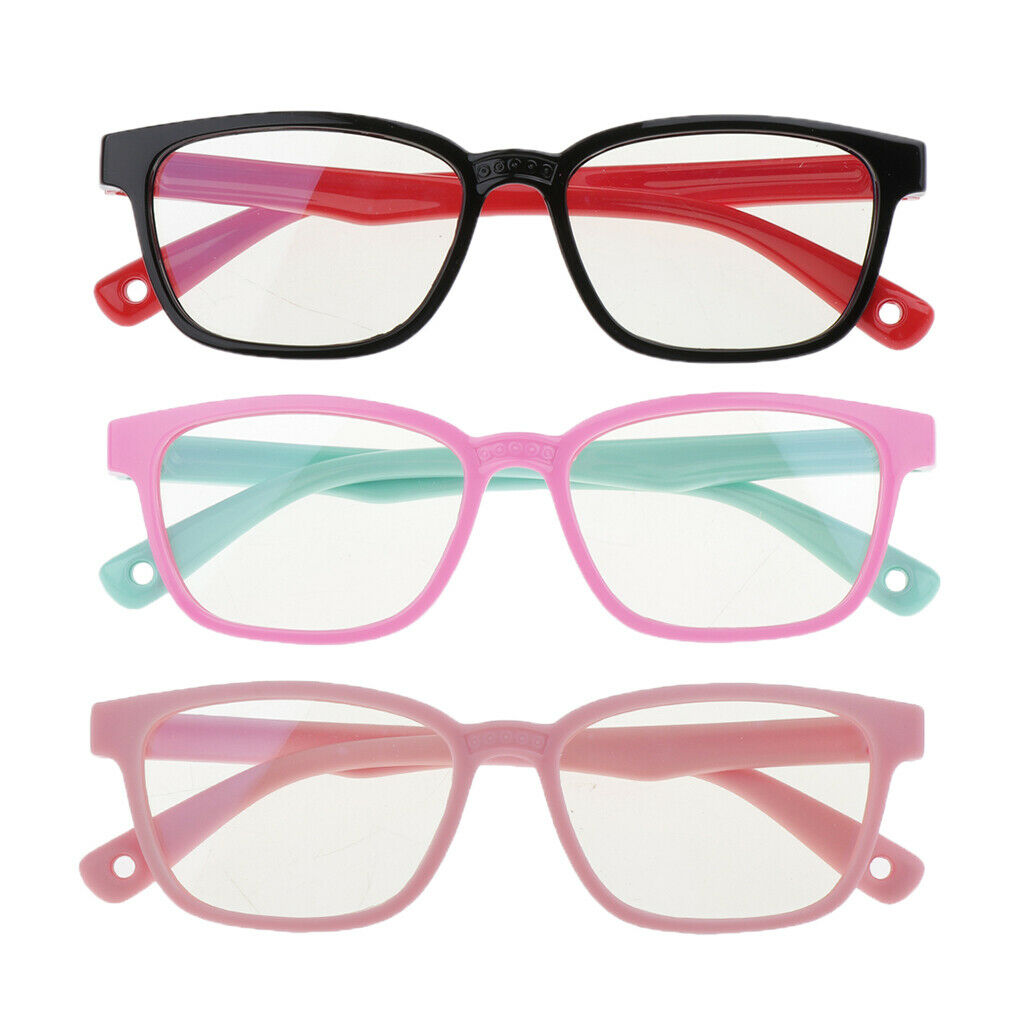 3pcs Kids Stylish Eye Glasses Anti Blue Light Silicone Frame Glasses Goggles