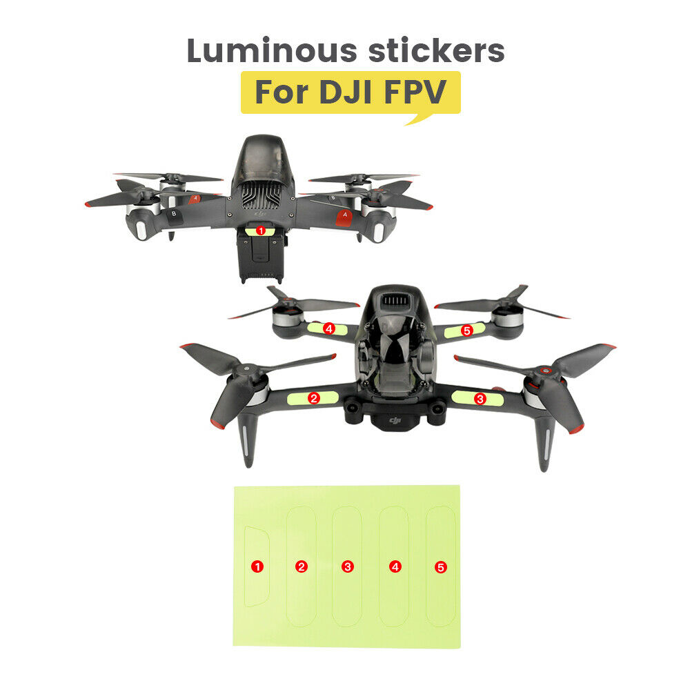 2pcs Fluorescent Stickers for DJI FPV Drone Aircraft Luminous Decals for Night