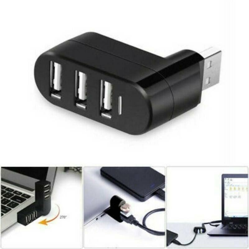US. 3 Port USB 3.0 Rotating Splitter Adapter Hub For PC Laptop Notebook