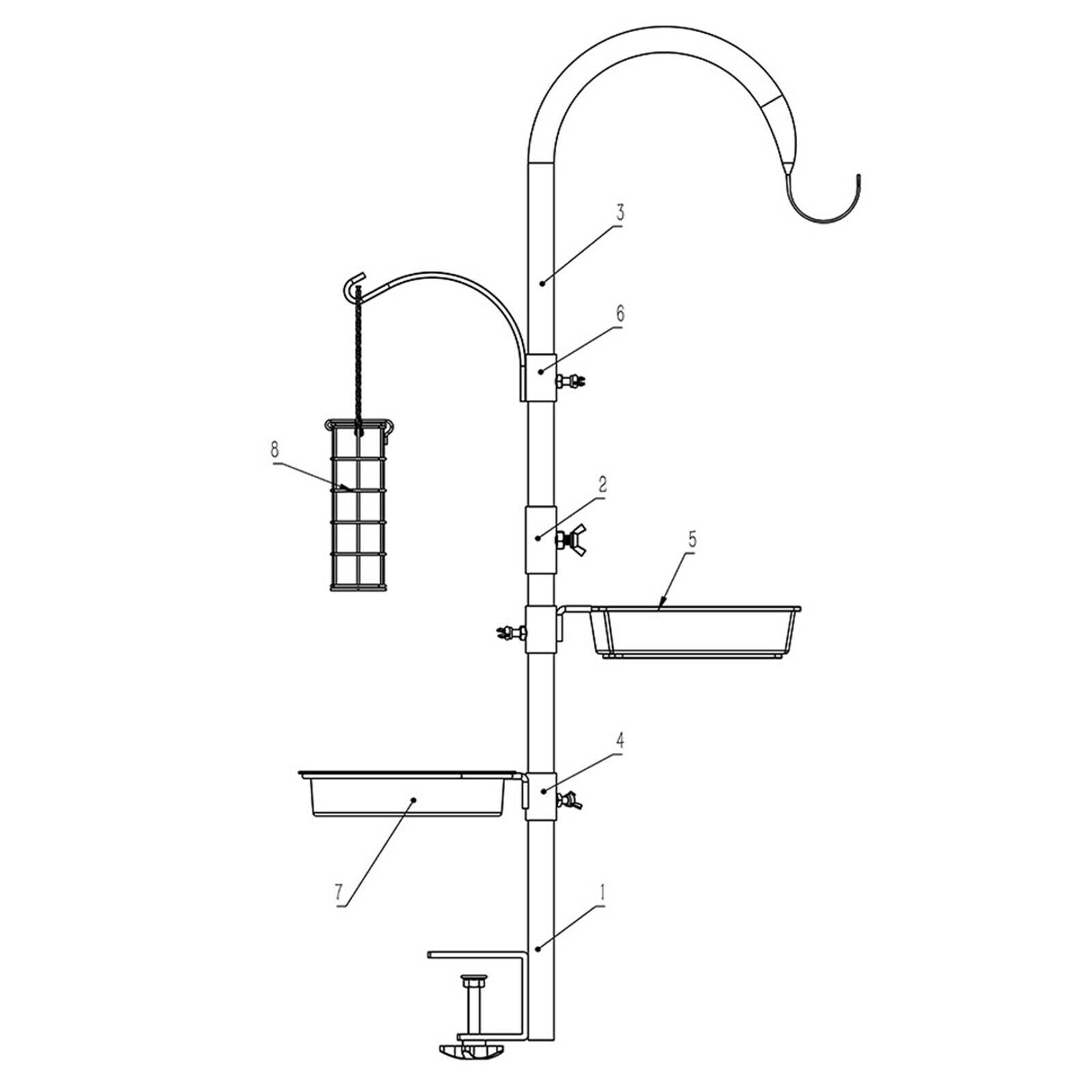 Deluxe Metal Deck Hook Bird Feeder Pole Patio Bird Bath Planter Hanger 37in