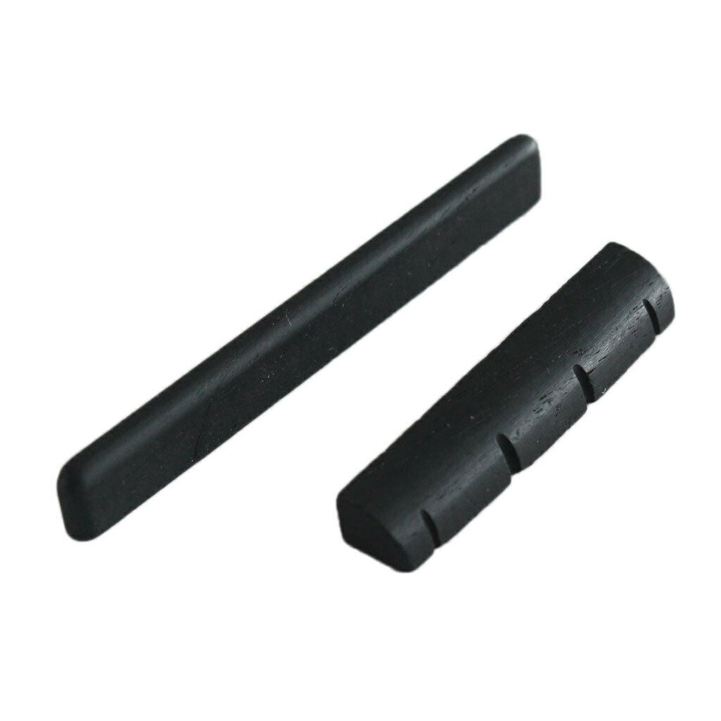 Ukulele Saddle and Nut Ebony Set Hawaii Guitar Replacement Part(Black)