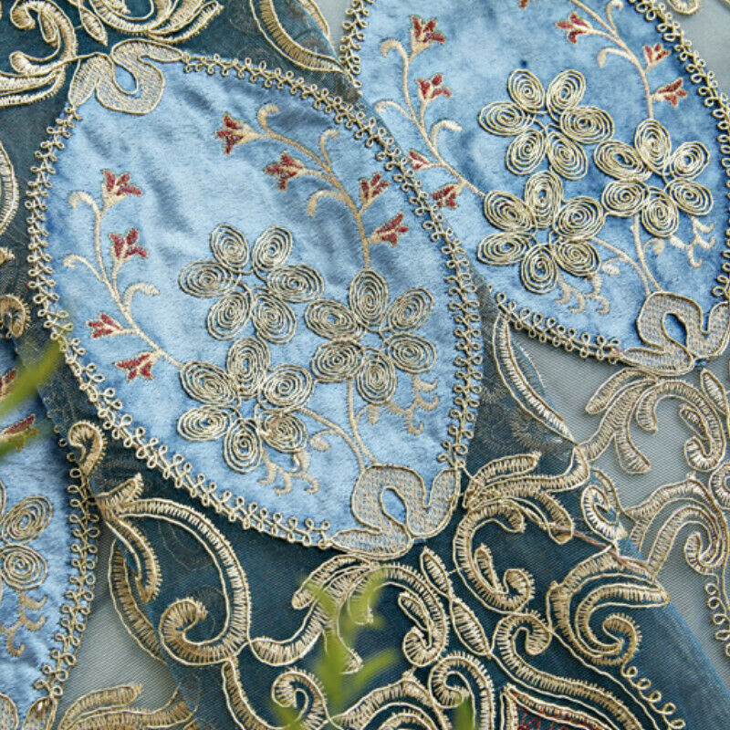 Embroidered Lace Tulle Curtain Fabric Window Sheer Voile Drape Semi-finished New