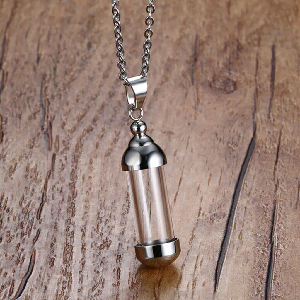 15pcs Steel Glass Tube Urn Ash Pendant Necklace for Ashes Hair Cremation
