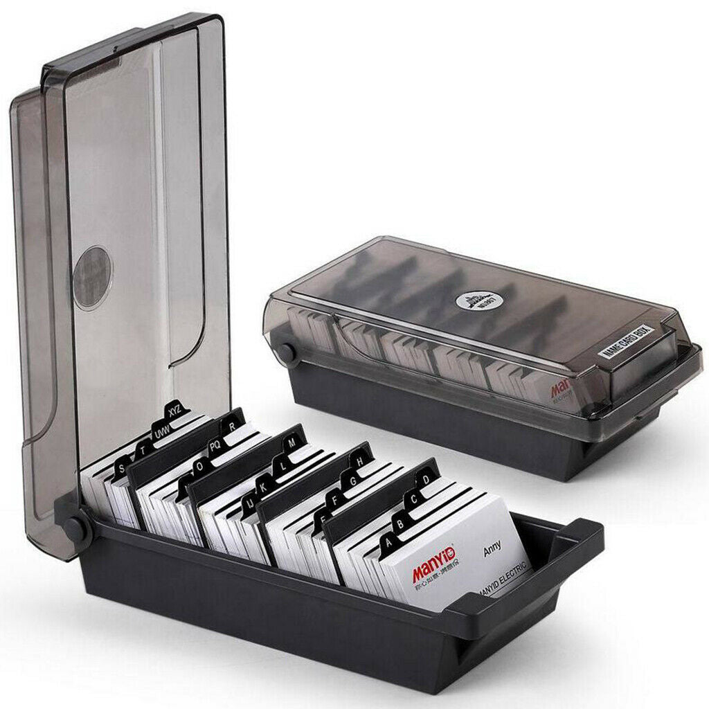 Business Card Holder, Business Card Organizer Box with Divider Index Tabs