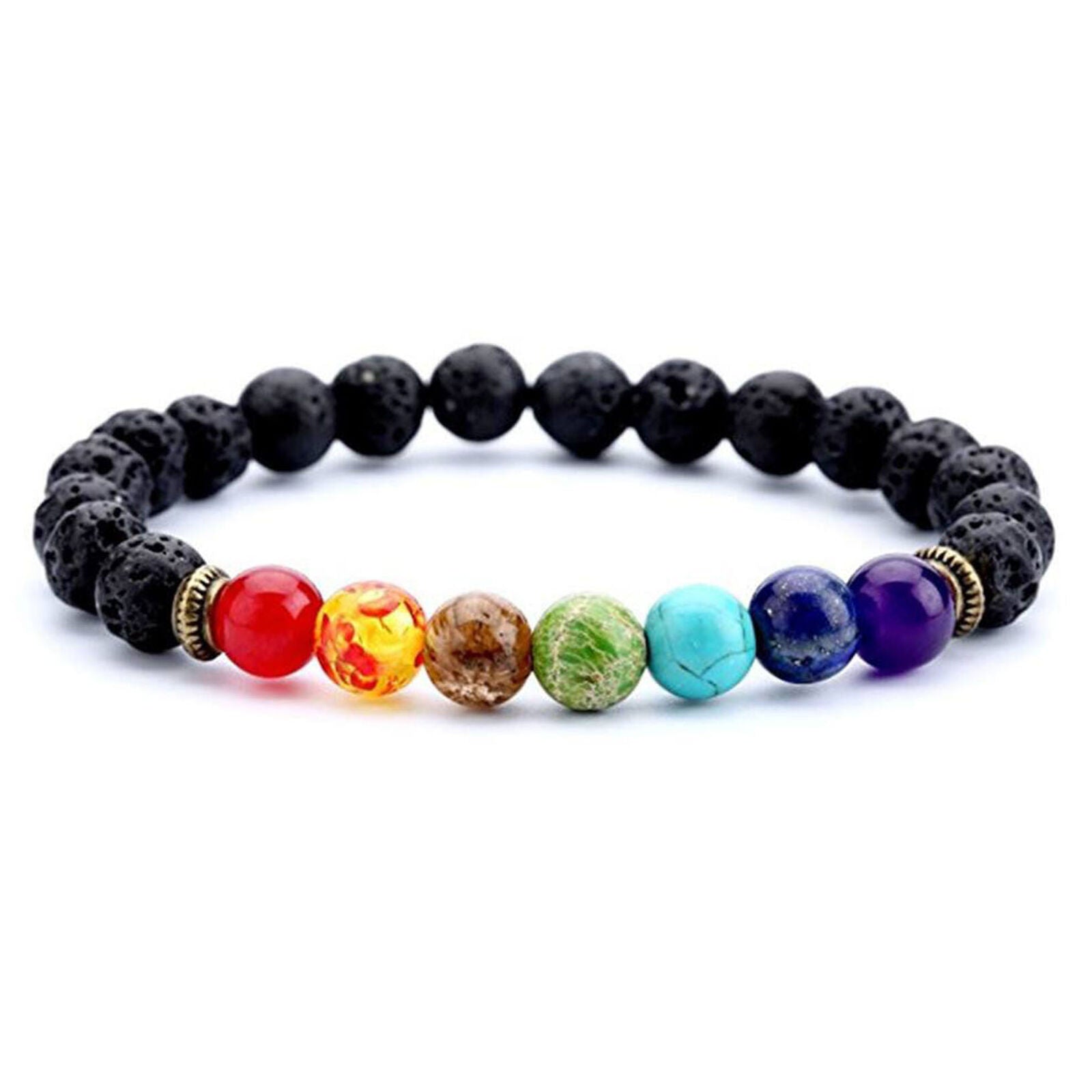 7 Chakra Healing Beaded Bracelet Natural Lava Stone Diffuser Bracelet Gift