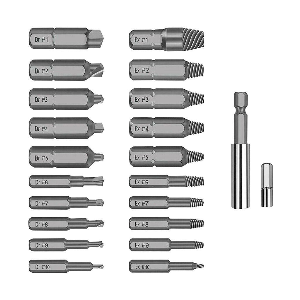 Lots 22 Damaged Screw Extractor Drill Bits Remover Set Kit Socket Adapter