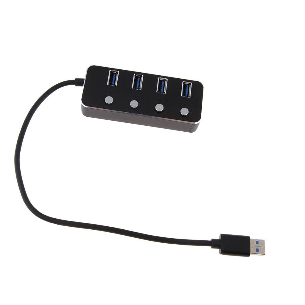 4 Ports USB 3.0 Hub Expansion Splitter Box with ON/OFF Switch Black