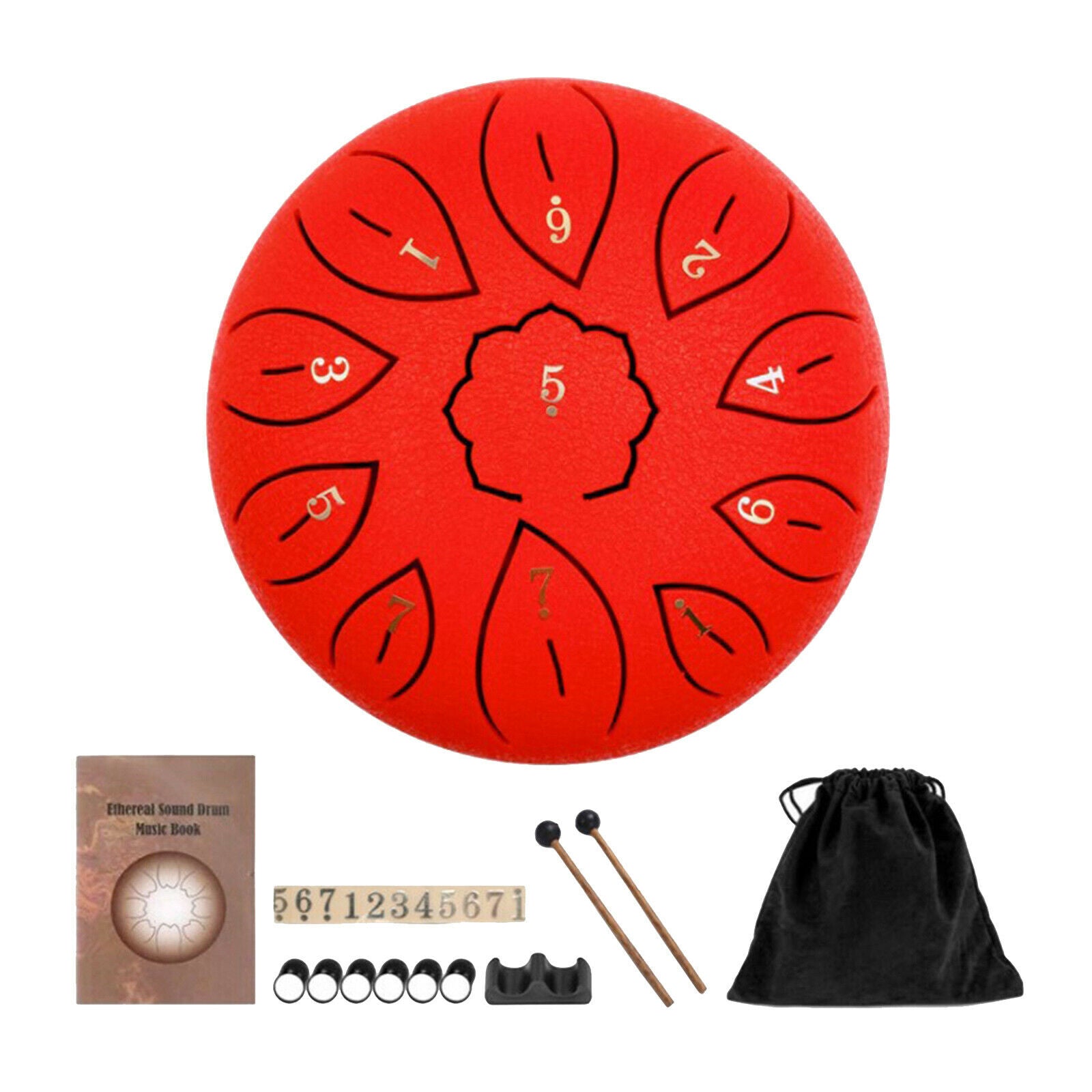 11 Tone 6" Steel Tongue Drum Handpan w/ Travel Bag Gift for Beginner Pro red