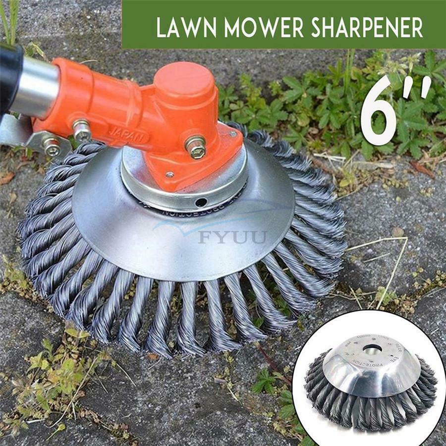 6" Lawn Mower Wire Wheel Brush Trimmer Head For Deburring Cleaning Dust Removal