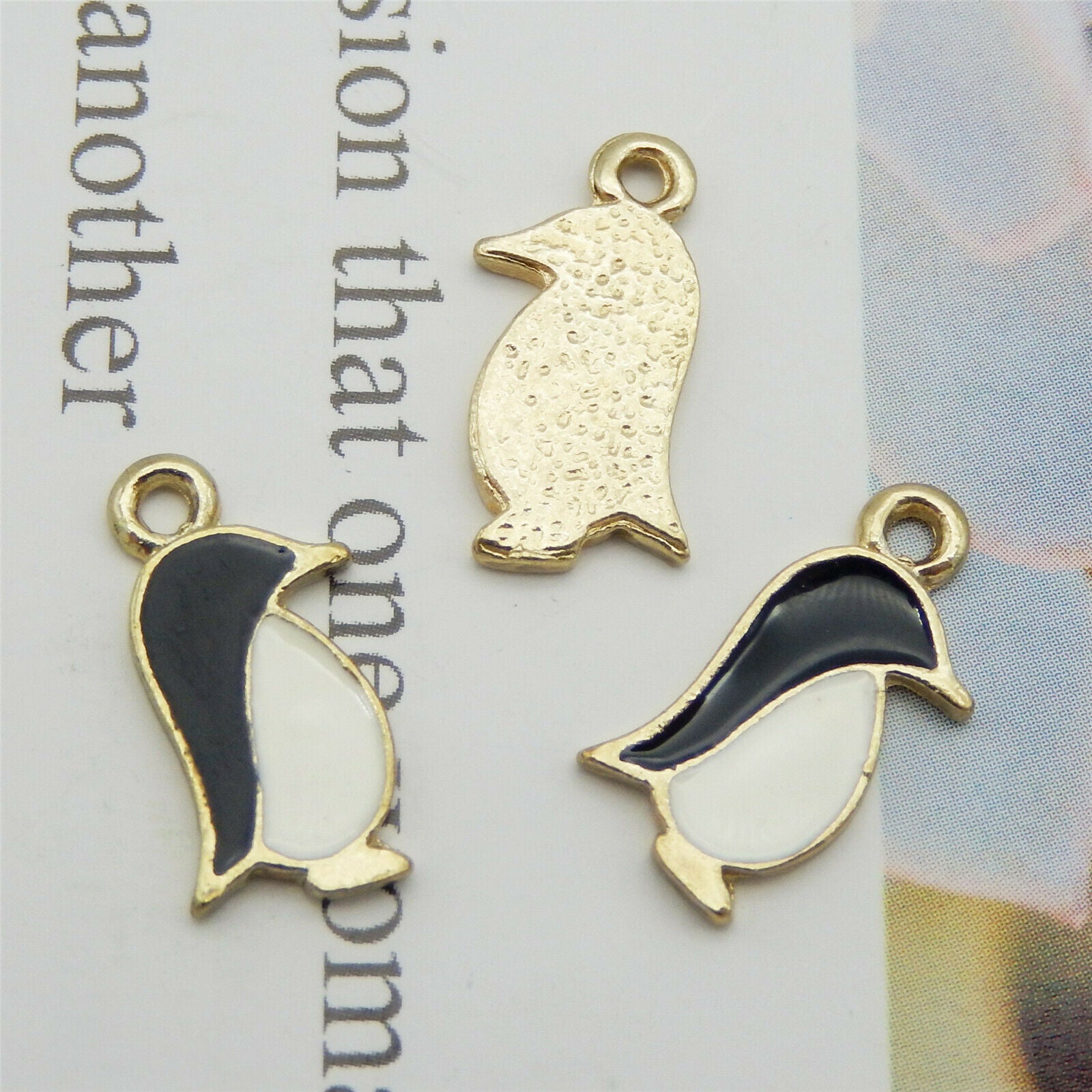 30PCS Enamel Colorful Alloy Animal Penguin 15x9mm Charms Pendant DIY Findings
