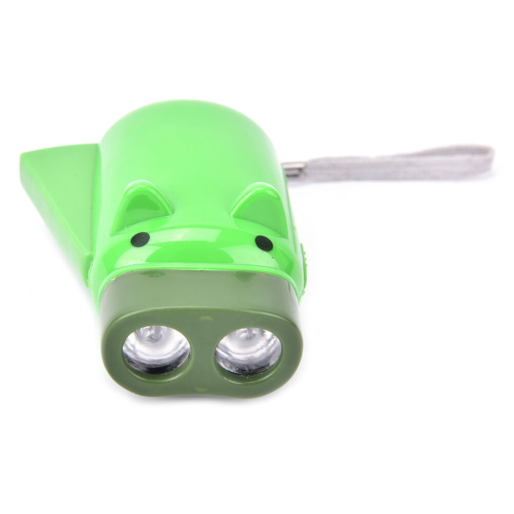 Hand Pressing Power 2 LED Pig Flash Light Flashlight Wind-up Dynamo Torch .l8
