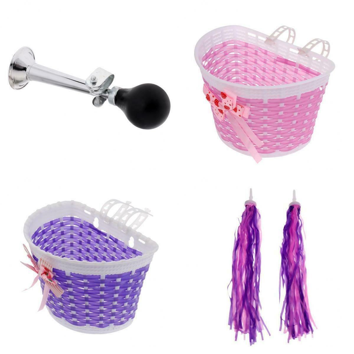 2 Pieces Children's Kids Bike Bicycle Streamers Handlebar Hooter Bell Basket