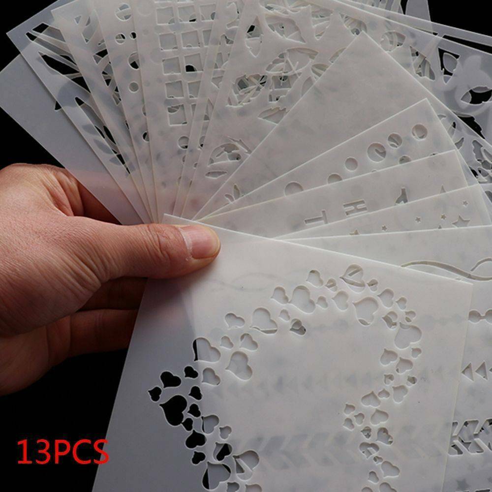 13Pcs/Lot Embossing Template Scrapbooking Walls Painting Layering Stencils DIY *