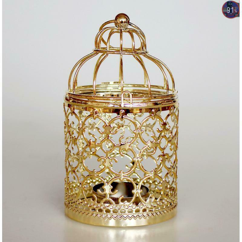 2pcs Birdcage Tealight Holder Metal Hollowed Candle Holder for Wedding Party