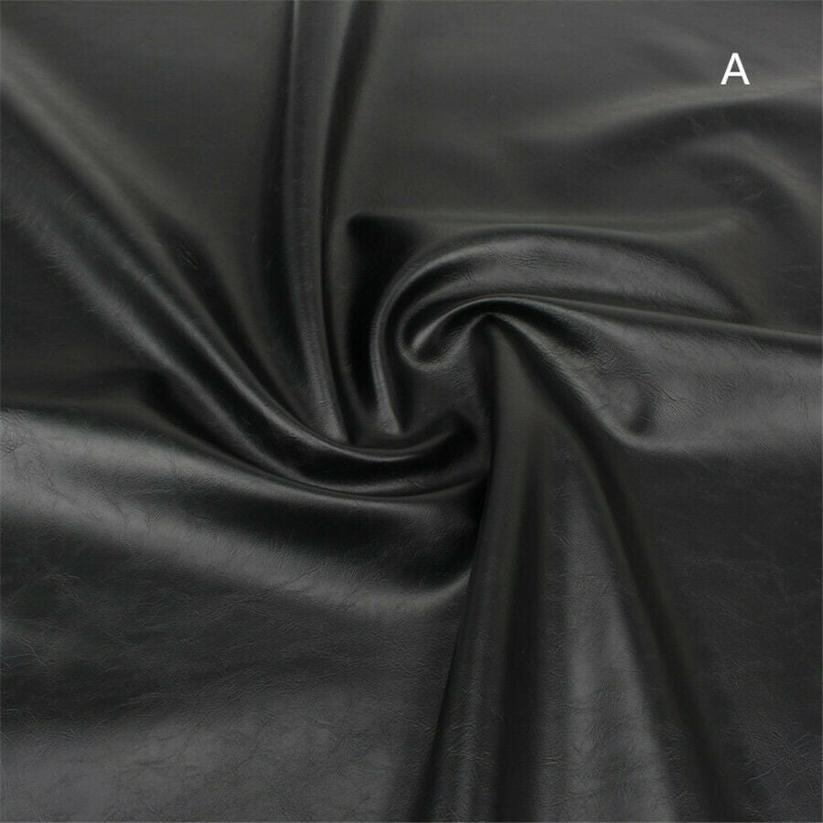 1 Sheet 27"x 39" PU Leather Glossy Black Grain Motorcycle DIY Seat Cover B style