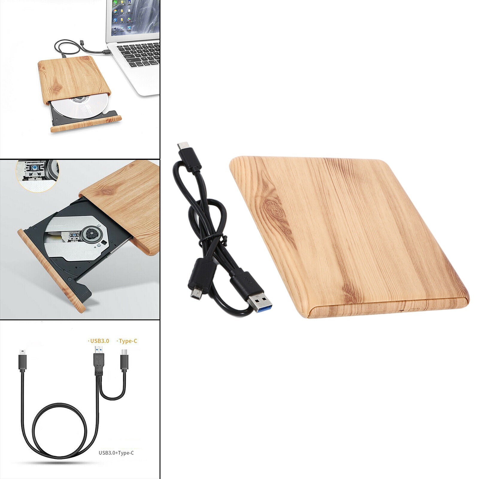 USB 3.0 USB C CD DVD Drive Burner CD/DVD Writer Reader Portable for Laptop