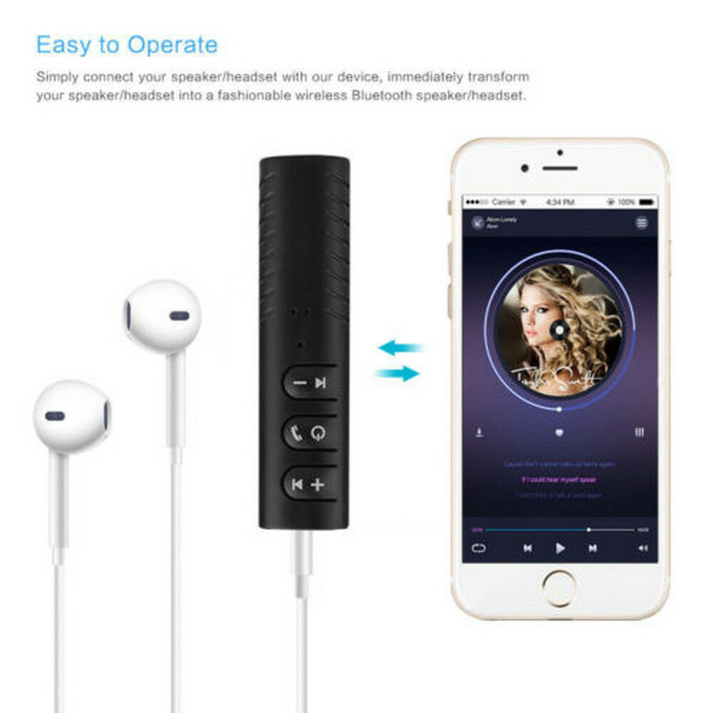 Wireless AUX Stereo Audio Music Home Car Receiver 3.5mm Adapter Mic ~
