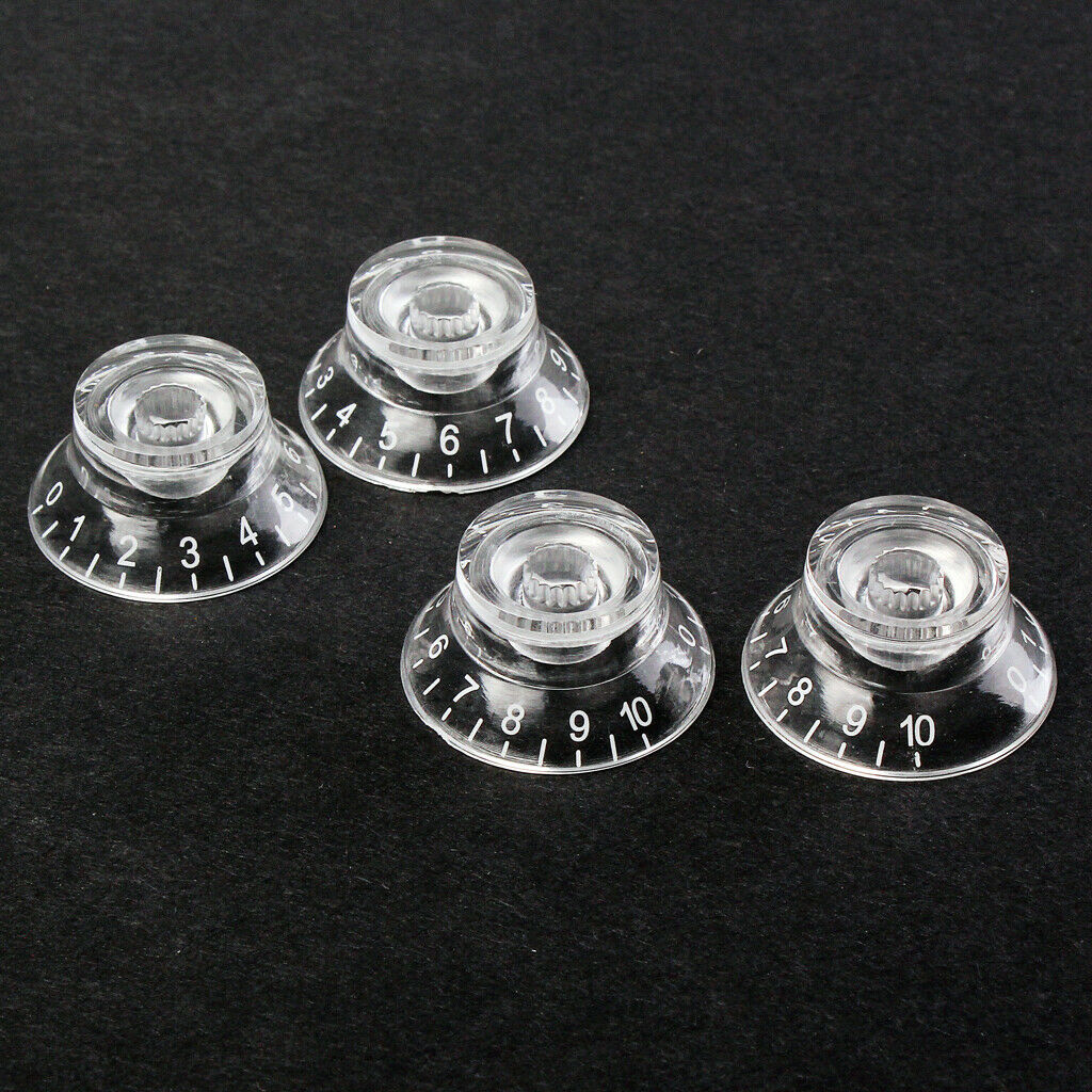 4Pcs Clear Guitar Speed Control Knobs for 6mm (0.24 inch) Dia. Shaft Pots -