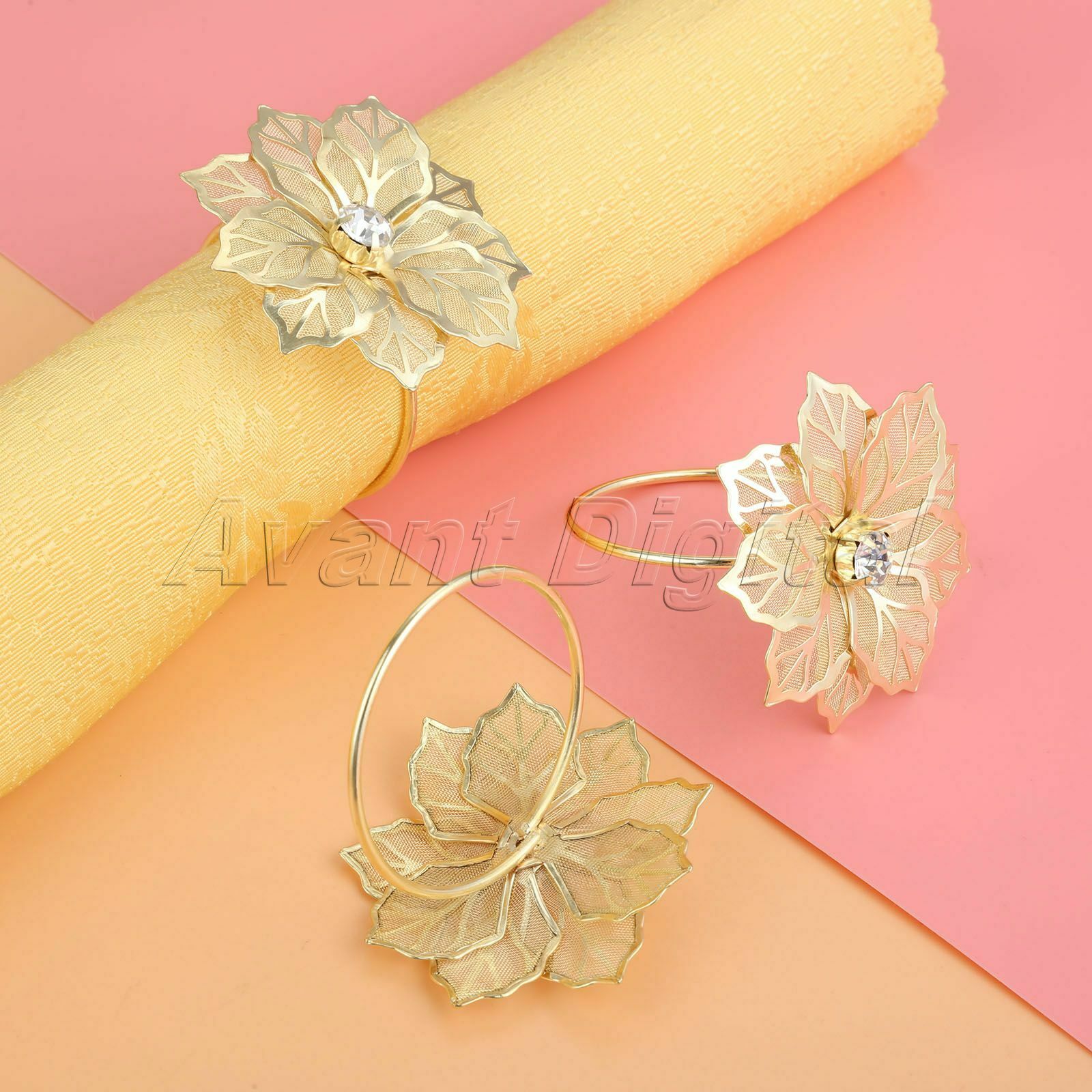 6pcs Flowers Napkin Rings Serviette Holder Dinner Party Wedding Table Decoration