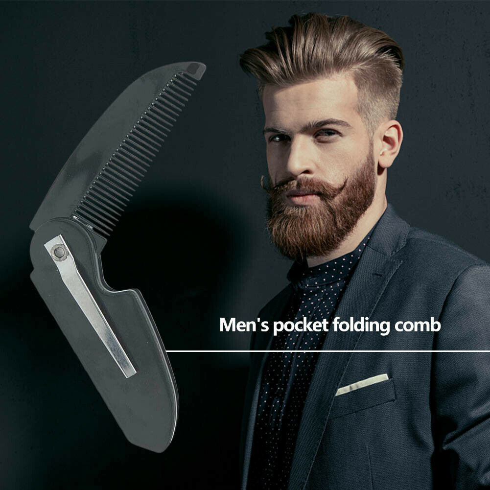 Man Woman Folding Portable Pocket Clip Beard Moustache Convenient Hair Comb @