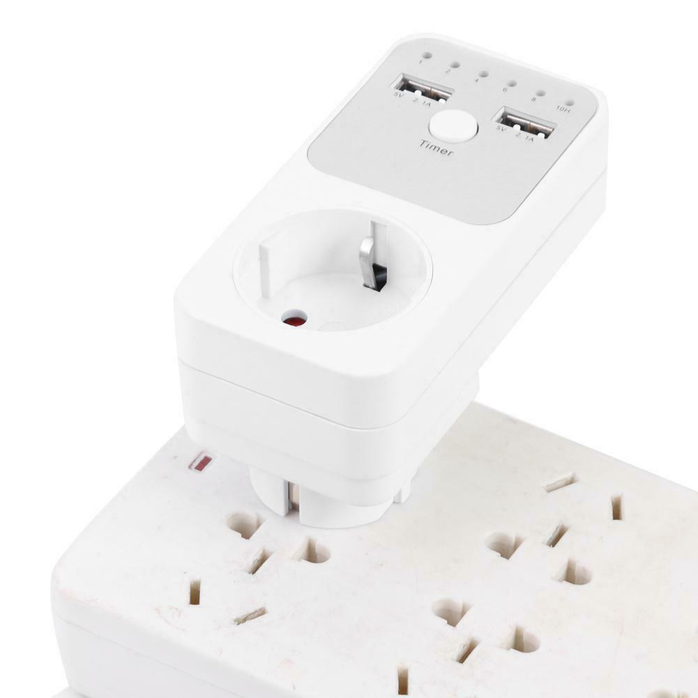 Dual USB EU Plug Timing Socket Timer Switch Countdown Outlet Controller @