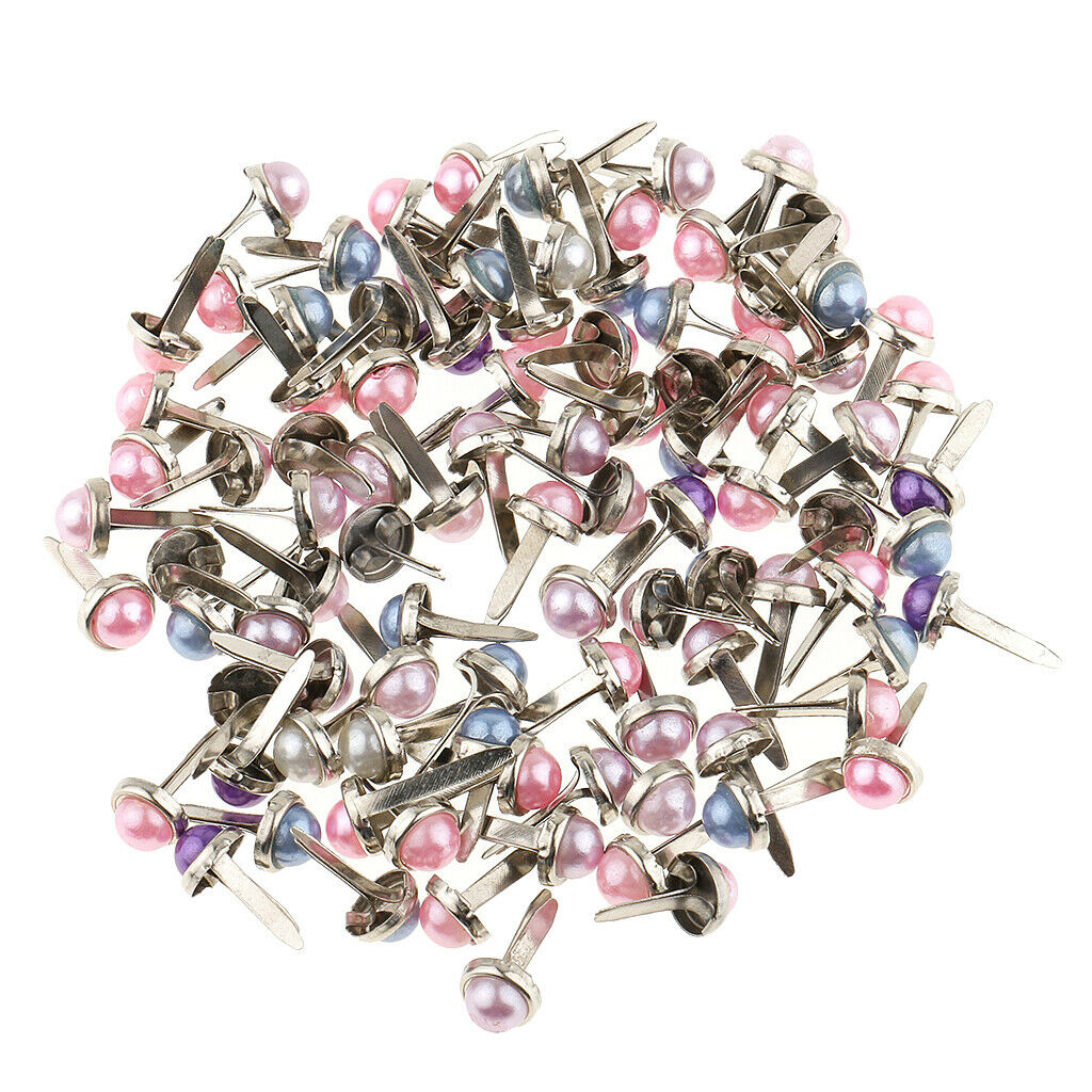 200 Pieces Metal Bead Head Brads Paper Attachment for Scrapbooking