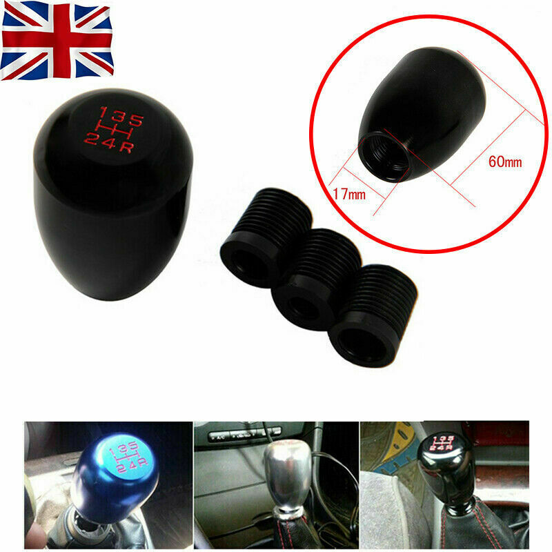 Universal Black Aluminum Manual Gear Stick Shift Knob Shifter Lever 5 Speed