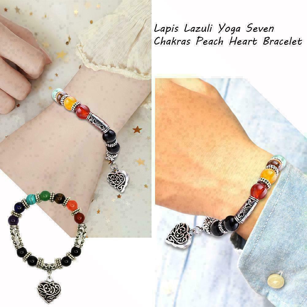 7Chakra Healing Beaded Bracelet Natural Lava Stone X0G9 Jewelry Bracelet