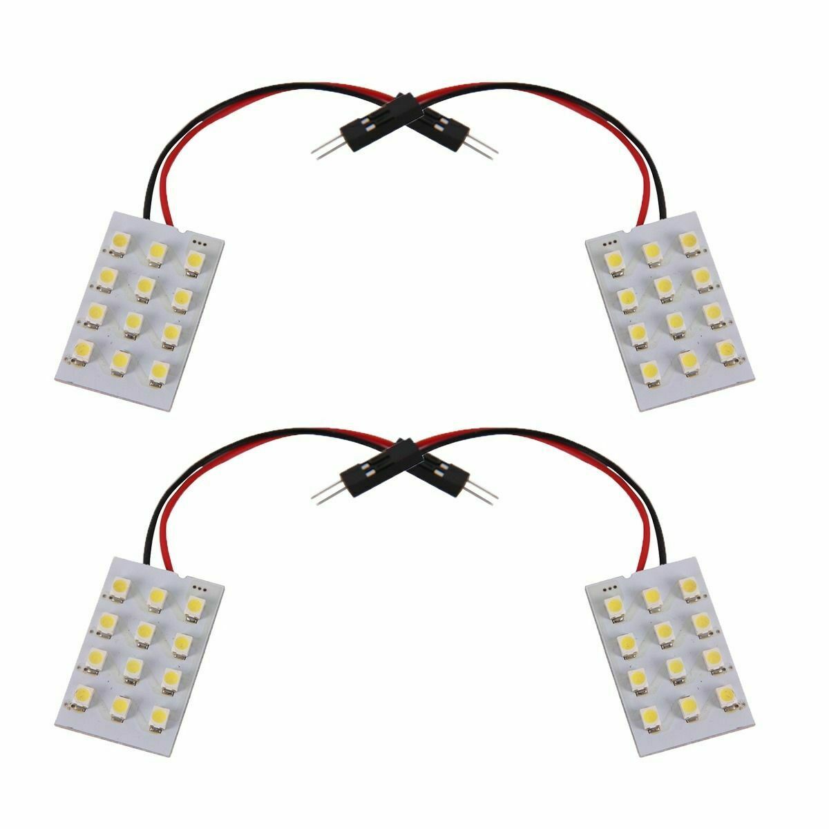 4x White 12 SMD LED Panel Light Lamp BULB + T10 BA9S Dome Festoon Adapter 12V RV
