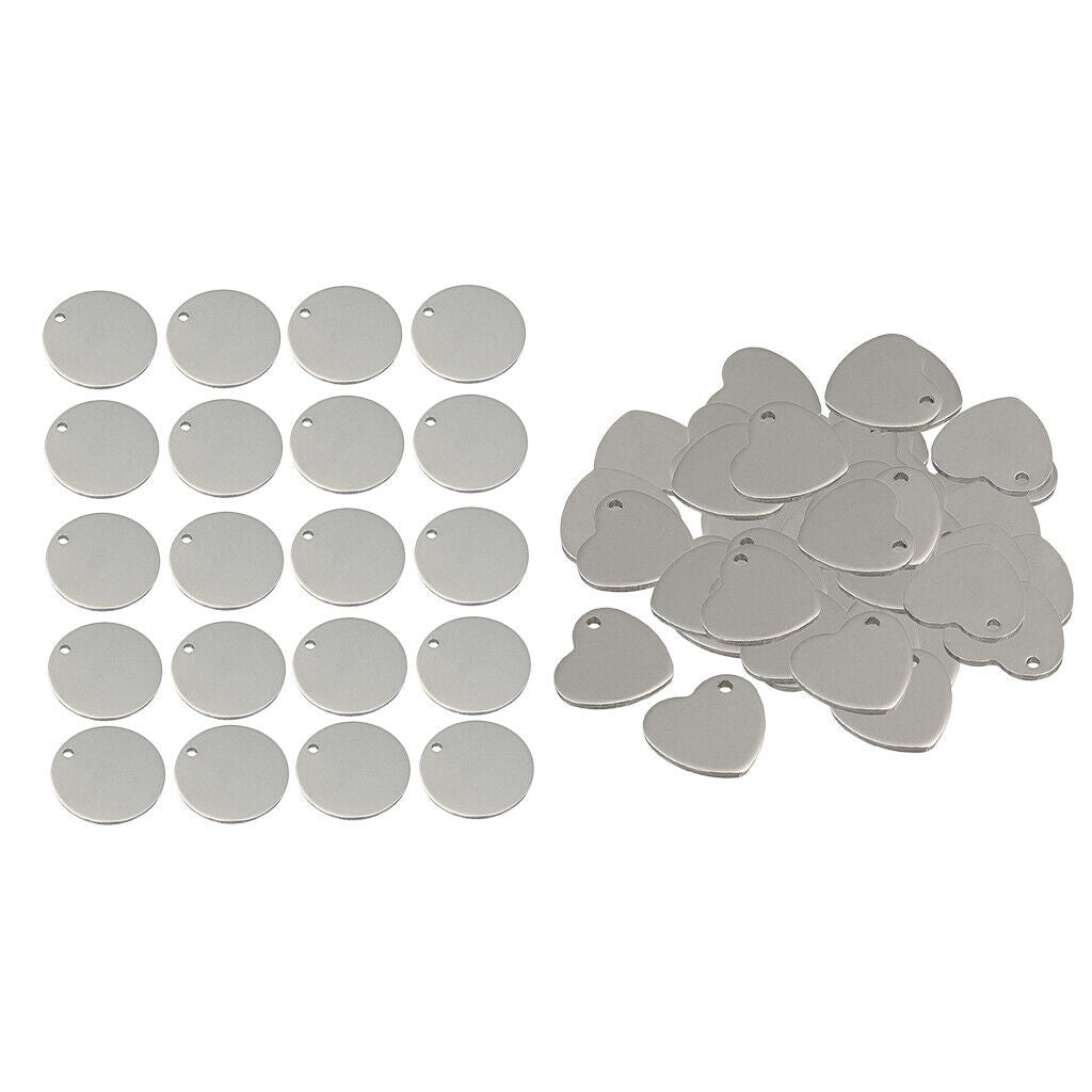 70piece Metal Tags Blank Stamping Heart Round Pendants Charms Jewelry Making