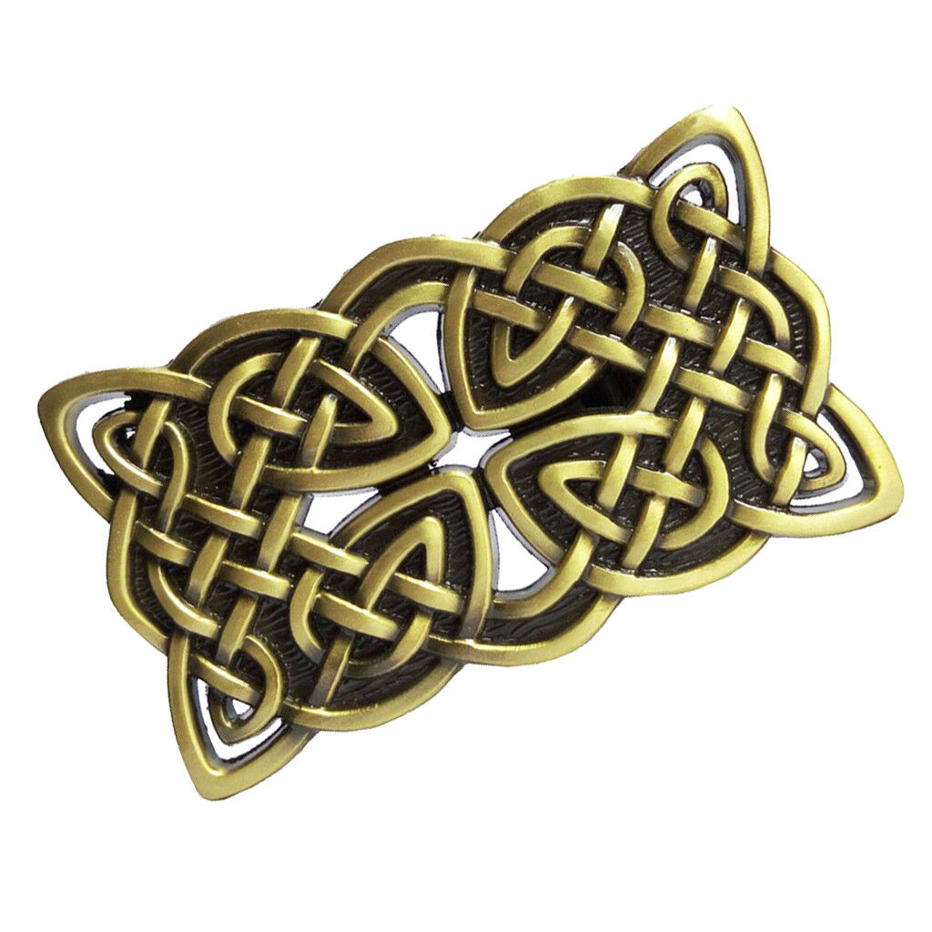 Mens Irish Celtic Knots Cross Mediaval Rectangle Leather Metal Belt Buckle