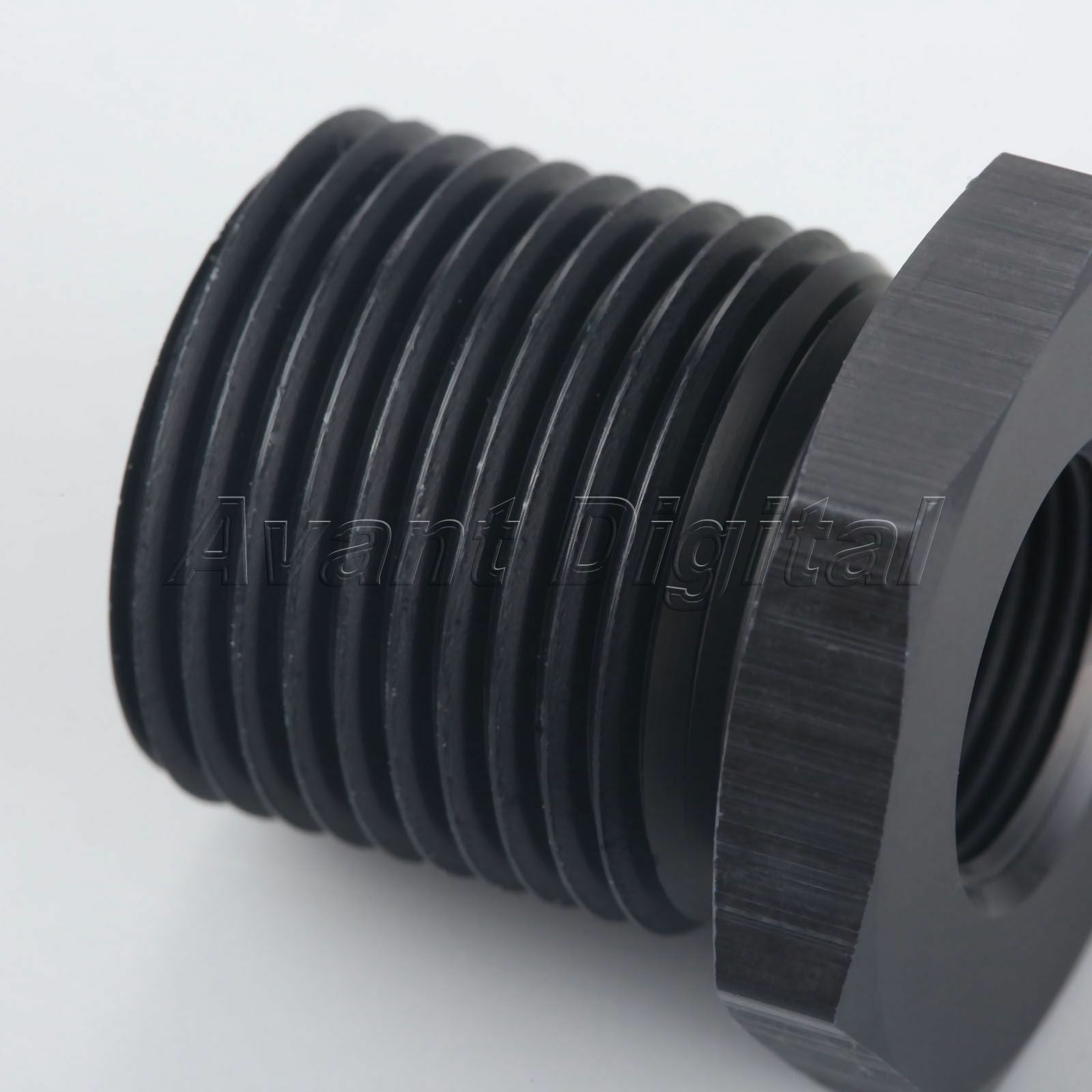Aluminum Automotive Oil Filter Threaded Adapter 1/2-28 to 3/4-16 Black Anodized