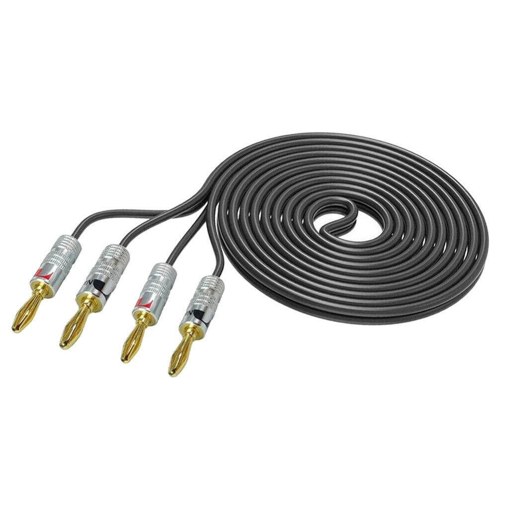 2 Pieces OFC Wire 10ft 12 Gauge Hifi Speaker Cable with 8pcs Banana Plugs
