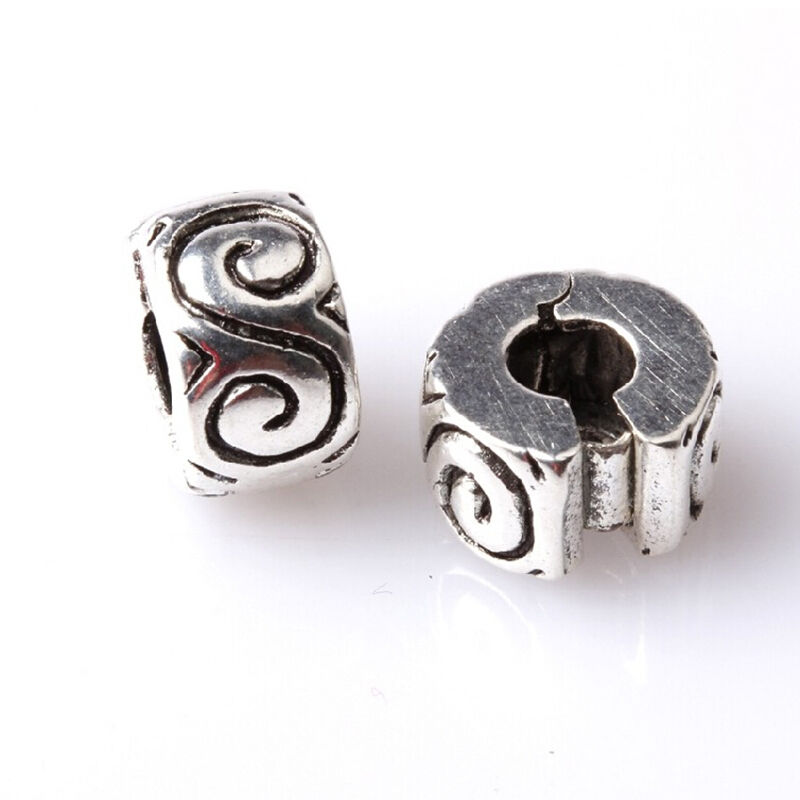 Women Clip Lock Beads Water Ripple Stopper Bead Fit Bracelets & Bangles DI.l8