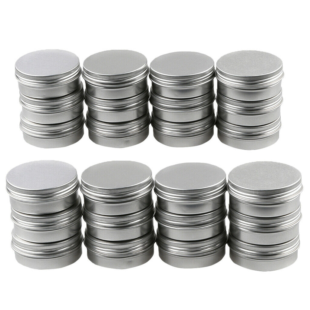 lot 24 Aluminum Round Screw Lid Cosmetic Lip Balm Tins Container Box 30g 10g