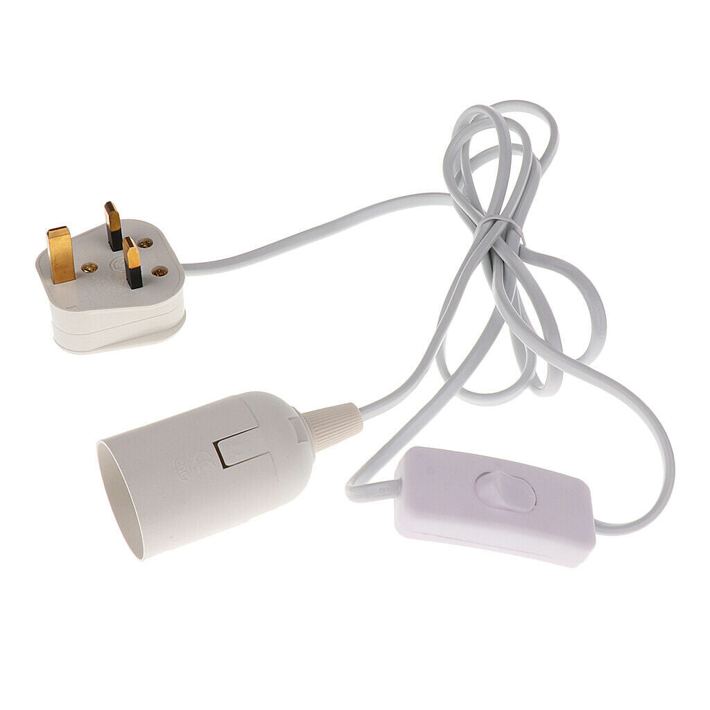 E27 Screw Lamp Socket Base White Pendant Light Holder Fitting with Switch