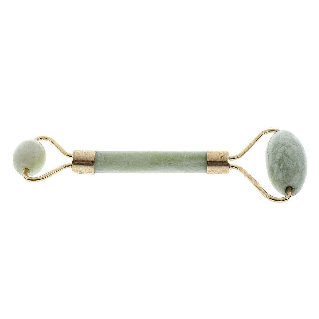 Women Home SPA Double Head Natural Jade Stone Facial Massage Roller Face Neck