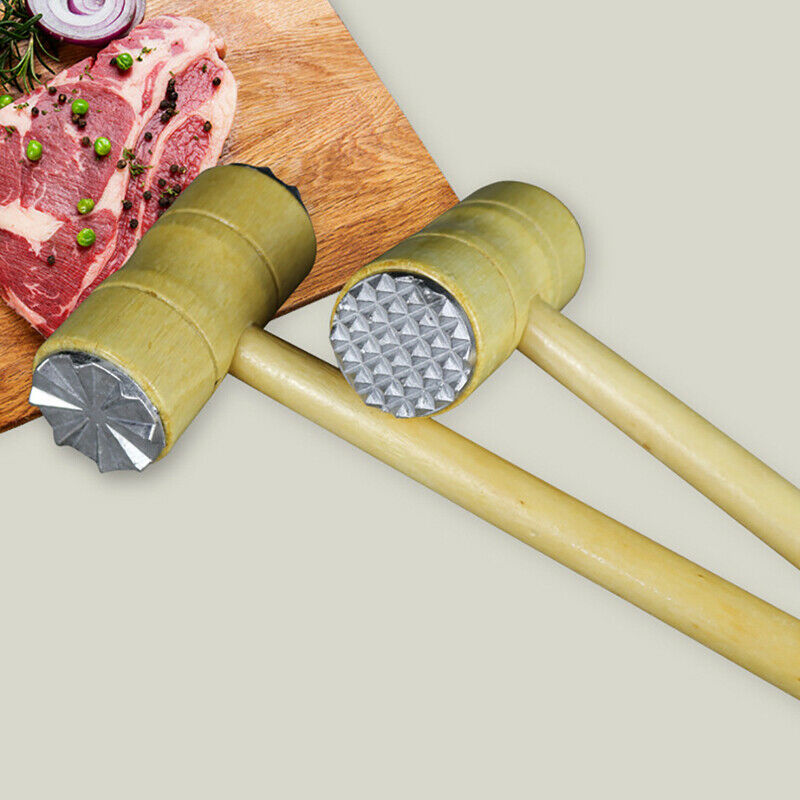 Wooden Double-sided Meat Hammer Meat Tender Hammers Steak Tools Pork Chop Ham BD