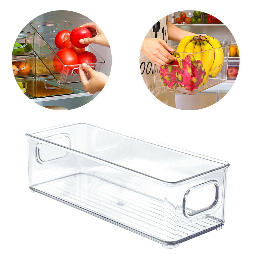 2X Fridge Freezer Storage Box Organizer Bins Holder Pantry Cupboard Shallow