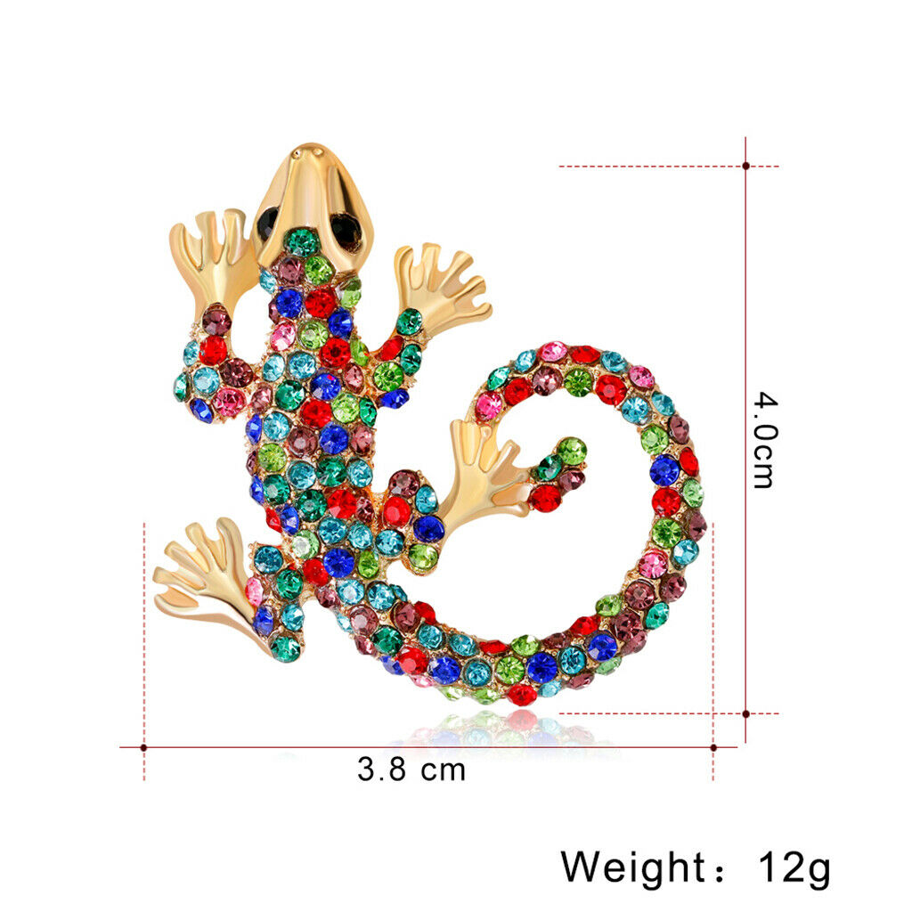 Natural Insect Chameleon Lizard Animal Rhinestone Brooch Lapel Pin Jewelry