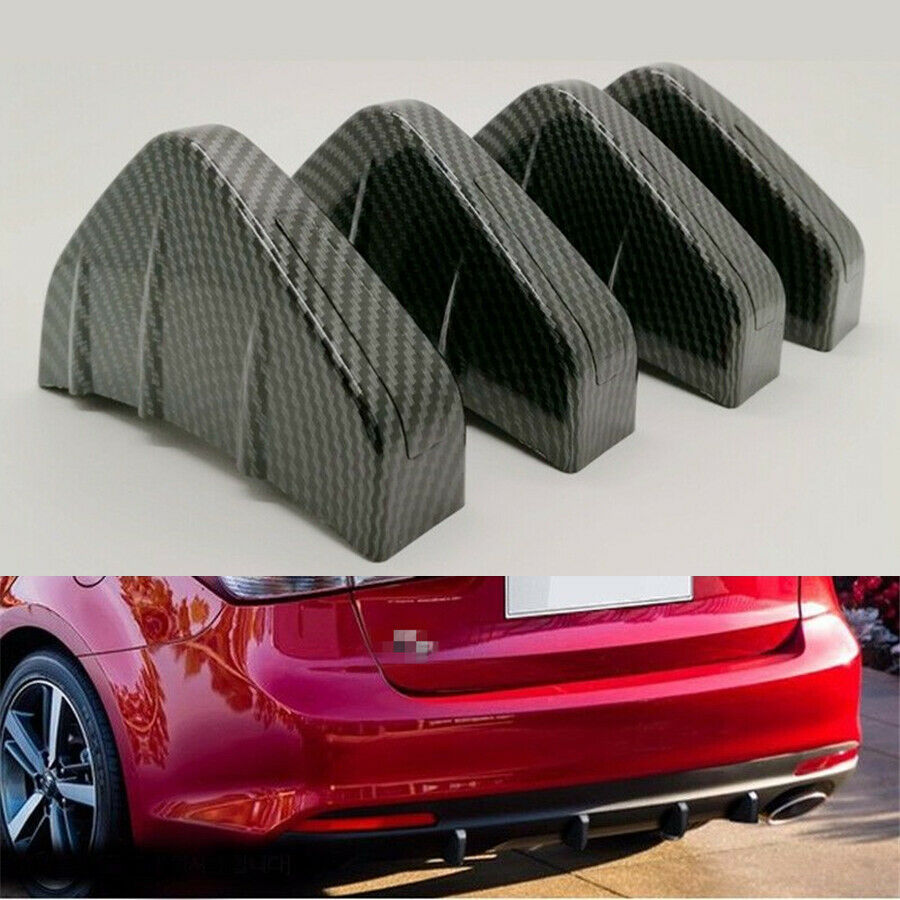 4x Carbon Fiber Style Rear Bumper Diffuser 4 Fin Carbon Fiber Style Anti-crash