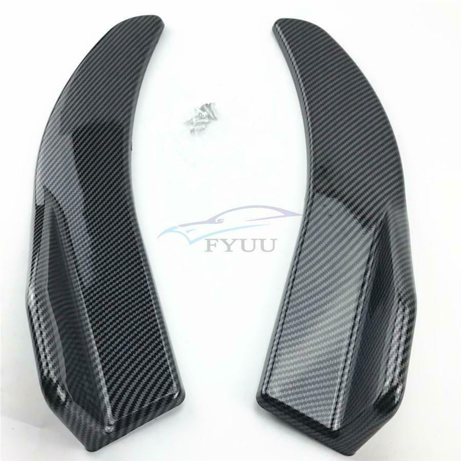 2PCS Carbon Fiber Car Bumper Spoiler Rear Lip Angle Splitter Body Side Skirt