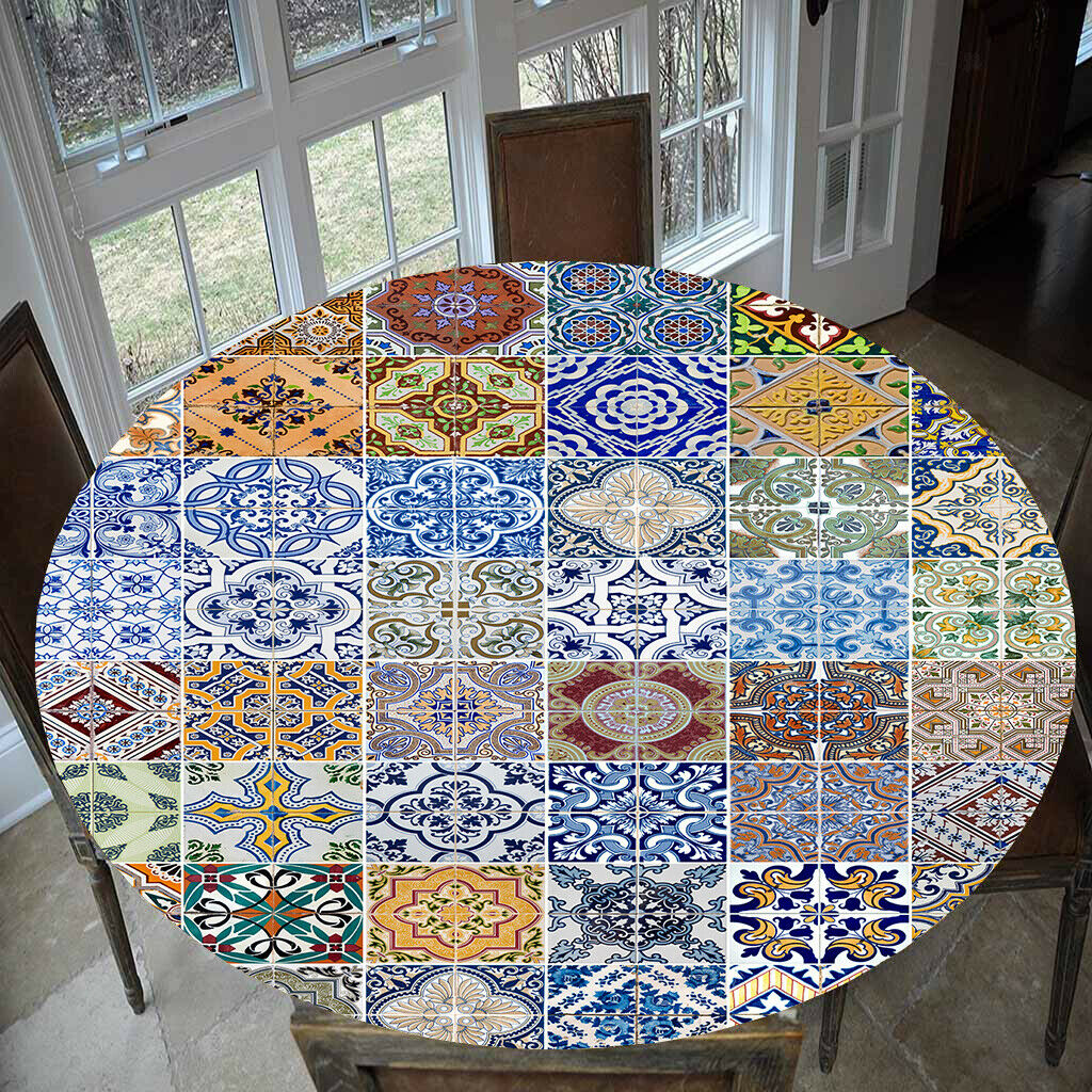 2pcs Fitted Table Cover Cloth Table Cloth for 1.2m Diameter Tables Home BBQ