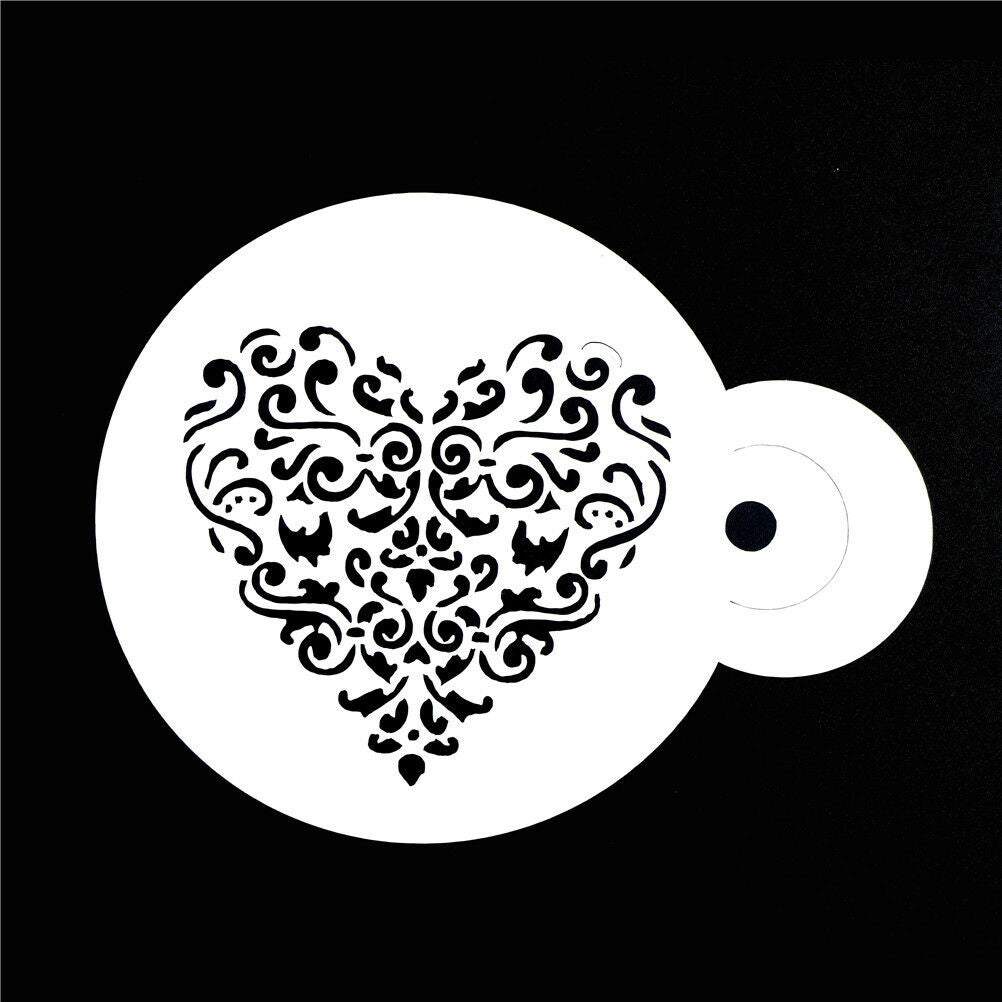 Novelty 3PCS/SET Heart Fondant Cake Stencil Cappuccino Cupcake Decoratio.l8