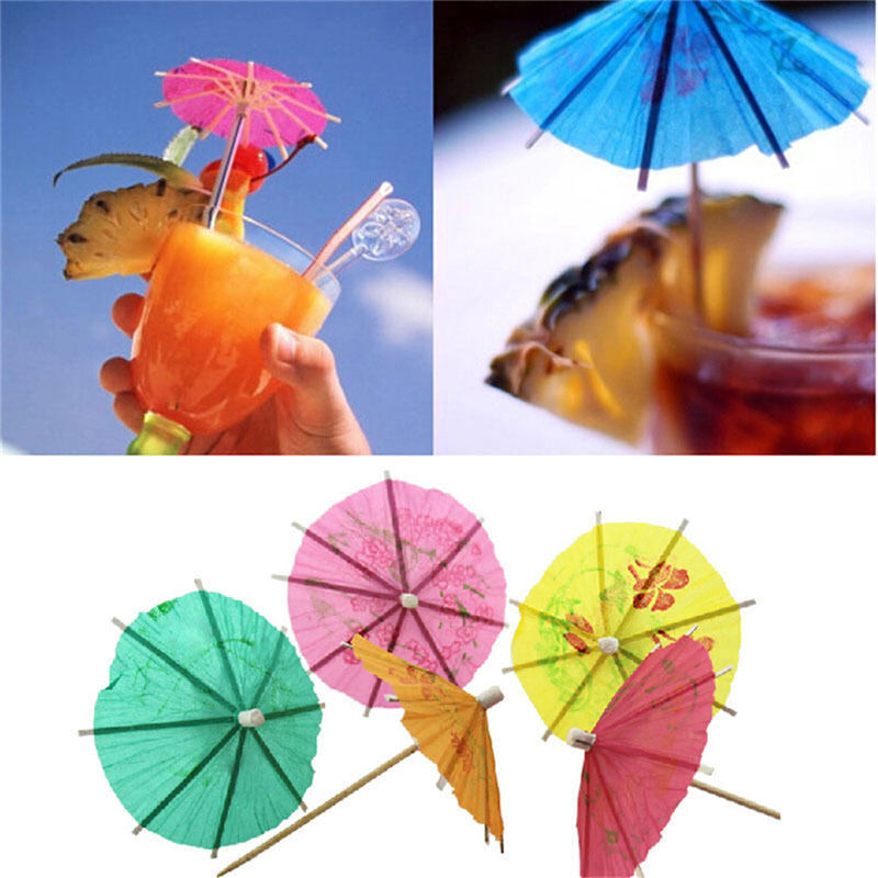 50X Paper Cocktail Parasols Umbrellas Party Wedding Supplies Luau Drink St.l8