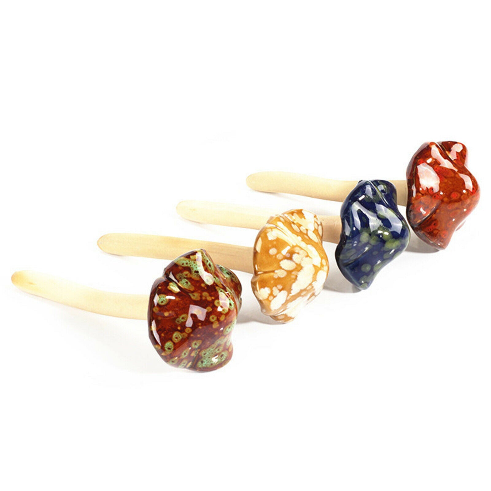 4PCS Lifelike Ceramic Mushrooms Garden Decor Plug for Fairy Garden Yard Lawn