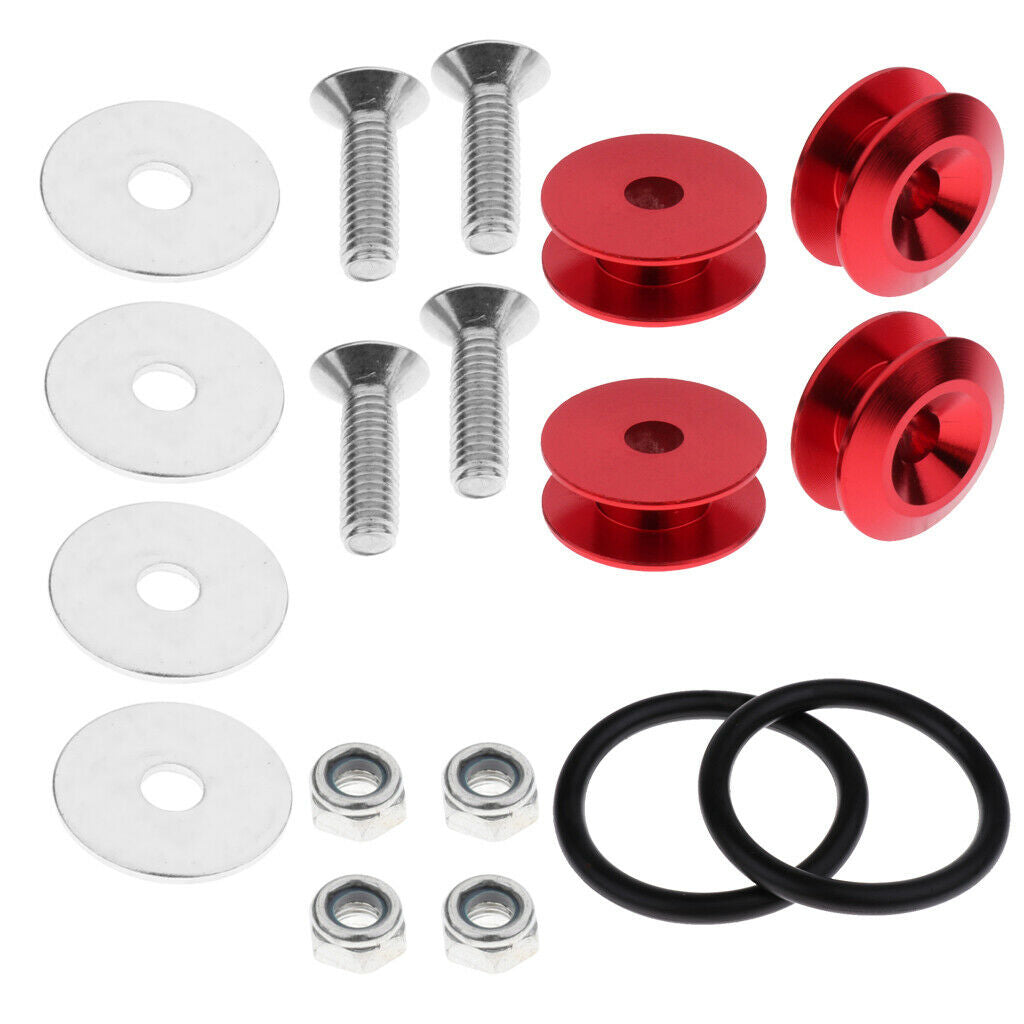 8pcs Quick Release Fastener Fixed Button Kit for Car Vehicles (Red + Black)