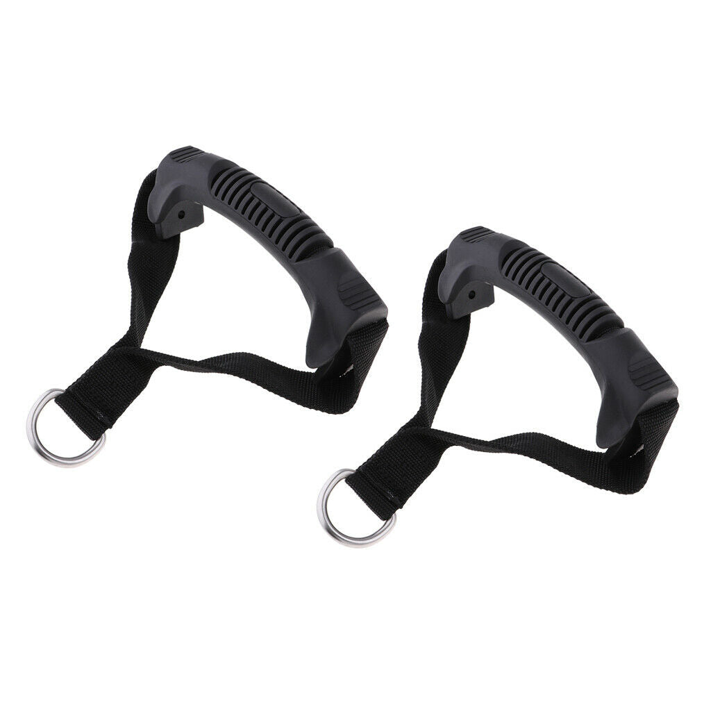 2 Pack Handles Set Grip Pull D-Rings Handlebar for Cable Machines Gym Tool