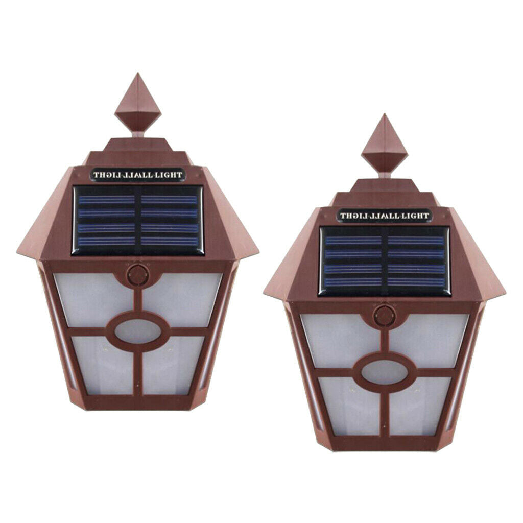 Set of 2 Solar IP65 Solar Powered Wall Lamps Waterproof Lights Backyard