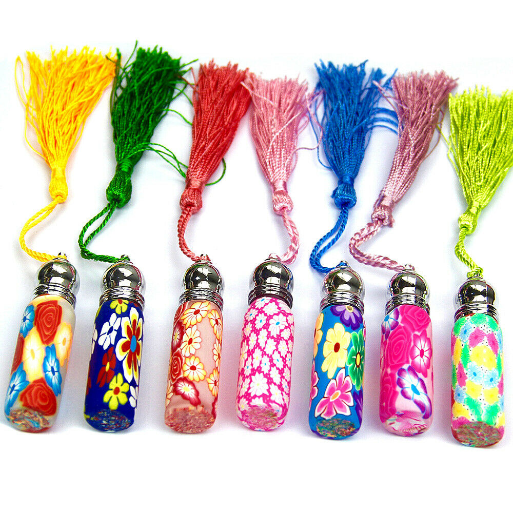 5Pcs 10ml Empty Glass Perfume Essential Oil Bottle Roll on Clay Sample Random
